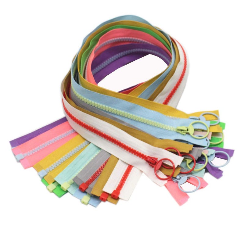 YaHoGa 10pcs 24 Inch Separating Jacket Zippers for Coat Jackets DIY Sewing Handbags Clothing Resin Zipper Plastic Zippers Bulk 10 Colors (24" O/E) - Image 1